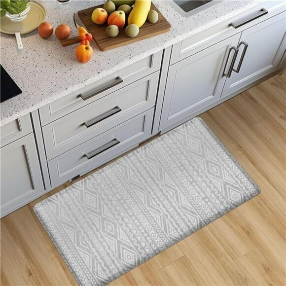 Boho Anti Fatigue Kitchen Mat Non Slip Cushioned Waterproof Floor Rug Gray - Picture 2 of 8